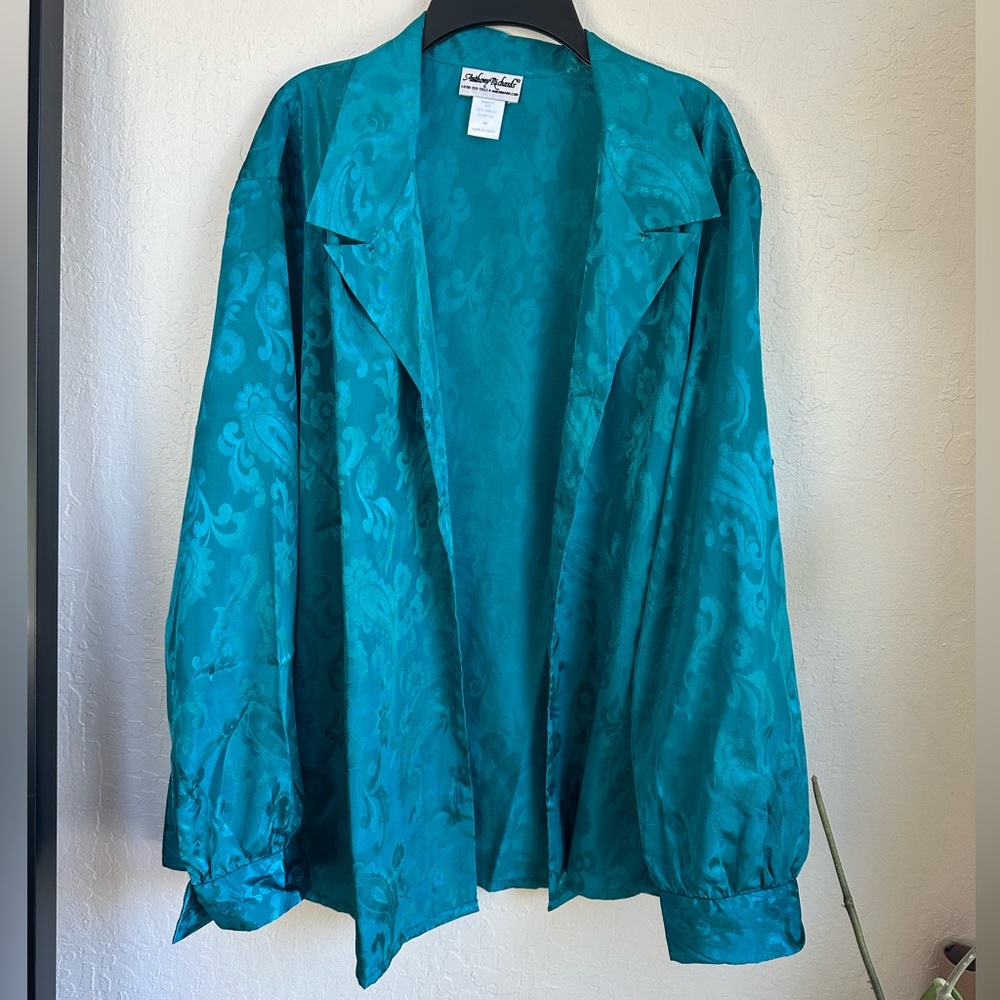 Vintage teal blue floral button up